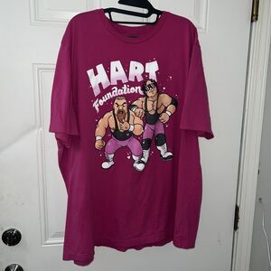 WWE 2019 HART FOUNDATION Mens TSHIRT  4XL PINK